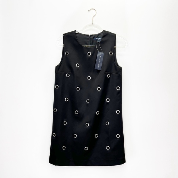 French Connection Black Midnight Satin Eyelet Tunic Dress Size 4 fcuk New NWT - Picture 9 of 11